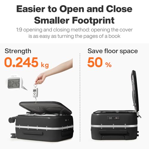 mixi 20 Inch Carry On Luggage 22x14x9 Airline Approved PC Hard Shell Suitcase Top Opening Aluminum Frame Travel Suitcases with Wheels, Blcak - Image 3