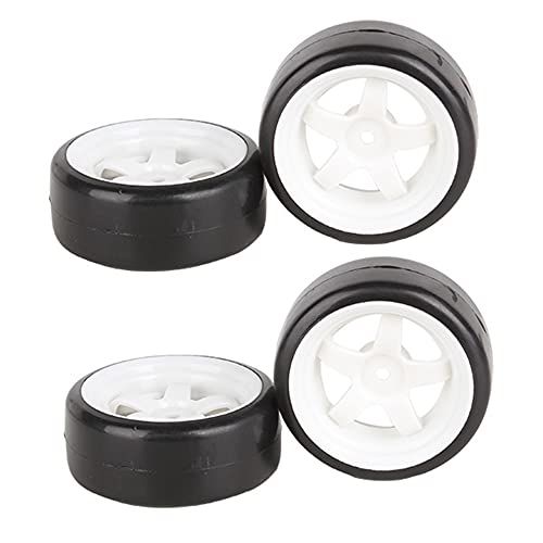 BQLZR 5 Spoke White Wheel Rim Tyre Tires WhiteBlack for RC 110 Drift Car On Road Car Pack Of 4 - Image 1