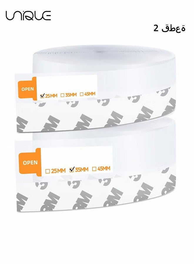 Unique 2 Rolls Weather Stripping, 100CM Feet Weather Stripping Door Seal Door Draft Stopper Shower Door Seal Strip Window Seal, Adhesive Silicone Tape (Transparent, 25MM+35MM) - Image 1