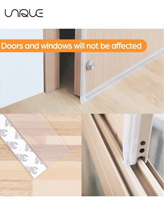 Unique 2 Rolls Weather Stripping, 100CM Feet Weather Stripping Door Seal Door Draft Stopper Shower Door Seal Strip Window Seal, Adhesive Silicone Tape (Transparent, 25MM+35MM) - Image 4
