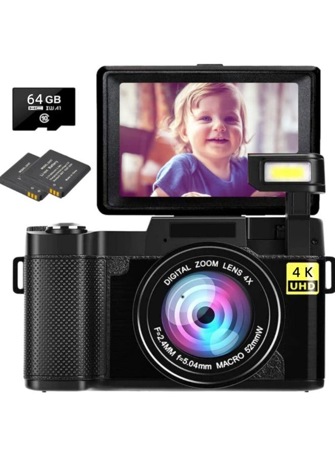 Generic E-commerce Digital Camera Video Camera 48 Million Full HD 4K With Flip HD Screen R2S-Body Color:White Standard English Version -4K  - Image 2