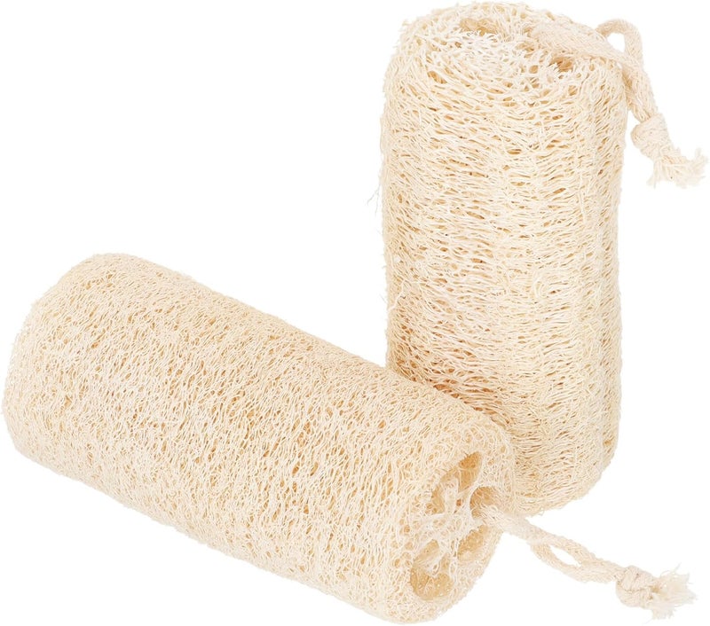 Natural Loofah Dishwashing Sponges 2pcs Kitchen Cleaning Cloth Biodegradable Multipurpose Scrubber for Pots, Dishes, and Glasses Hanging Rope, Eco-Friendly Kitchen Cleaner - Image 1