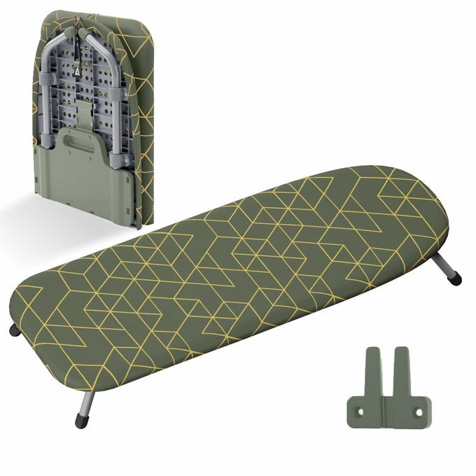 TABLE TOP IRONING BOARD WITH WALL MOUNT DCREASE PORTABLE SPACE SAVING MINI LAUNDRY ROOM IRON BOARD FOLDABLE SMALL IRONING BOARD GREEN