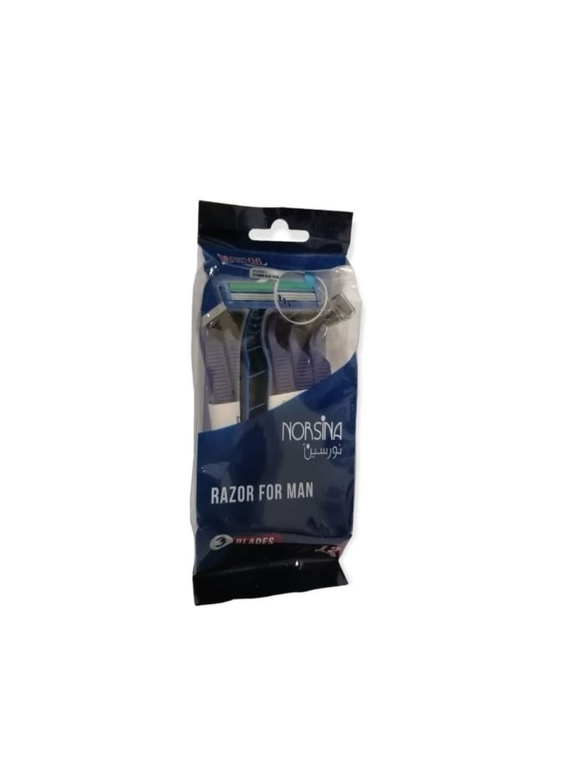 Norsina Norsina Triple Disposable Razor Blade Set Of 12 Pieces Blue  - Image 2