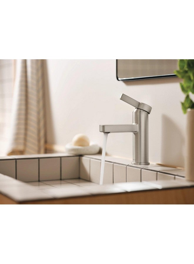 Moen Beric Spot Resist Nickel Modern One-Handle Single Hole Bathroom Faucet with Drain Assembly and Optional Deckplate for Your Bath Sink, 84774SRN - Image 5
