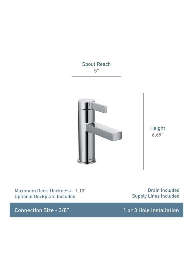 Moen Beric Spot Resist Nickel Modern One-Handle Single Hole Bathroom Faucet with Drain Assembly and Optional Deckplate for Your Bath Sink, 84774SRN - Image 3