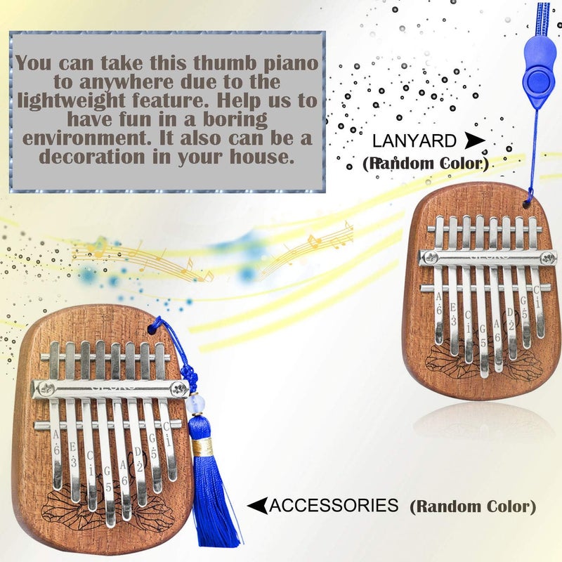 PARDUS GECKO Mini Kalimba Thumb Piano Portable Flat Board Kalimba 8 keys Mahogany Wood Handmade Mbira Finger Piano, Musical Instrument with Instruction and Tune Hammer Gift for All Skill Levels Beginners - Image 5