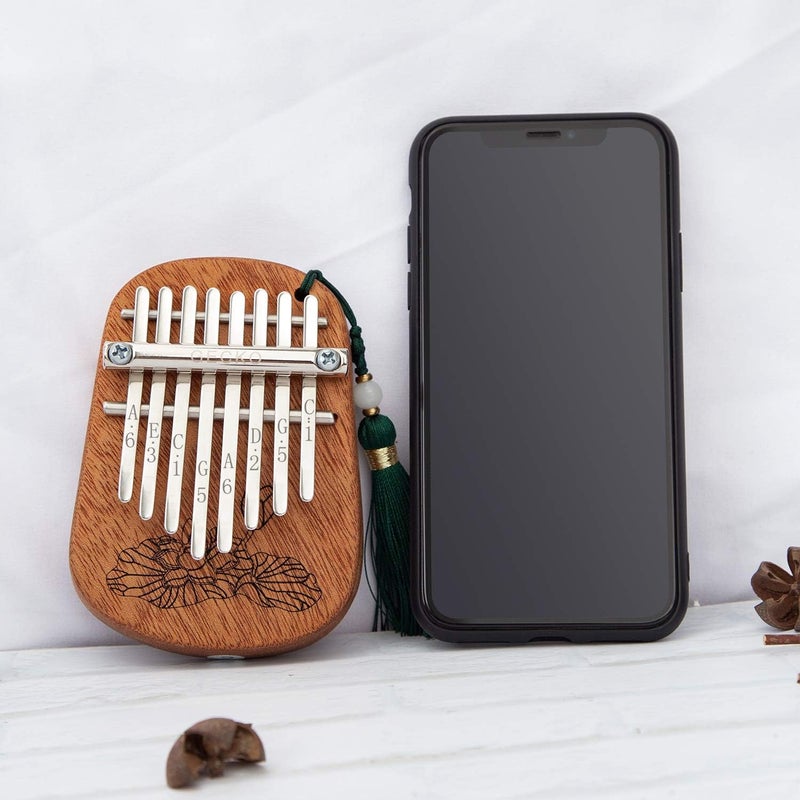 PARDUS GECKO Mini Kalimba Thumb Piano Portable Flat Board Kalimba 8 keys Mahogany Wood Handmade Mbira Finger Piano, Musical Instrument with Instruction and Tune Hammer Gift for All Skill Levels Beginners - Image 3