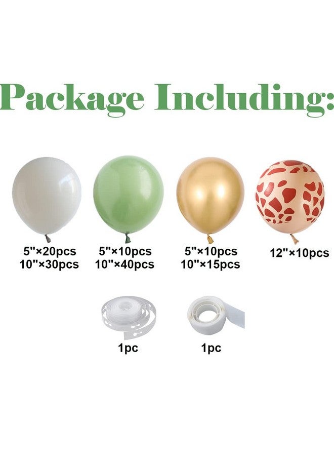 GIHOO Jungle Safari Balloon Garland Arch Kit 135pcs Sage Green and White Sand Giraffe Animal Print Balloons for Woodland Baby Shower Wild One Boys First Birthday Party Decoration - Image 2