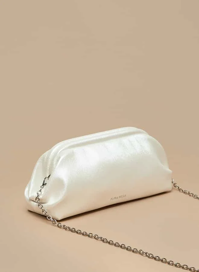Flora Bella By Shoexpress Women Solid Clutch with Chain Strap and Hinged Closure