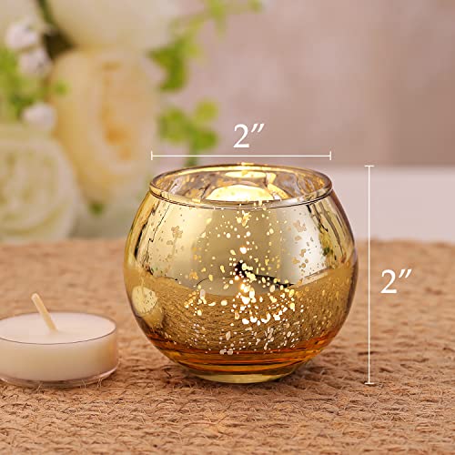 Volens 24PCS Gold Votive Candle Holders for Table Centerpieces, Round Mercury Glass Candle Holders Bulk for Wedding, Birthday, Anniversary, Parties, and Holiday Decorations - Image 4