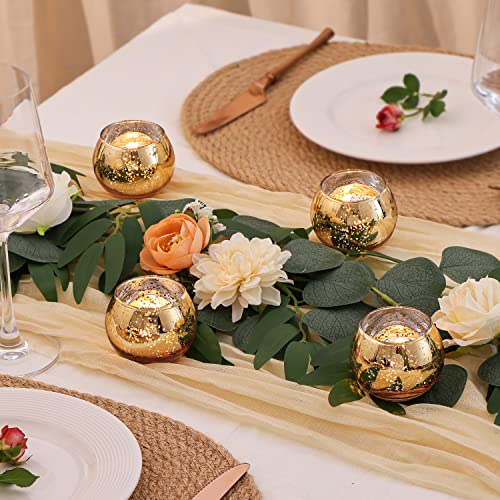 Volens 24PCS Gold Votive Candle Holders for Table Centerpieces, Round Mercury Glass Candle Holders Bulk for Wedding, Birthday, Anniversary, Parties, and Holiday Decorations - Image 5