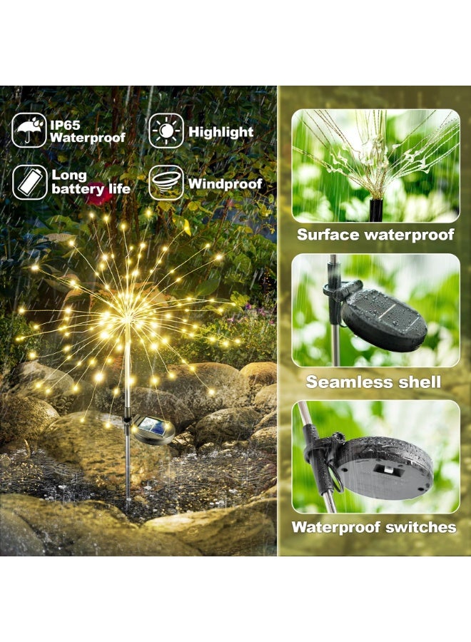 سولاكان مصابيح ألعاب نارية تعمل بالطاقة الشمسية للحديقة، 200 لمبة LED، قطعة واحدة، إضاءة دافئة – تصميم نجمي من سلك نحاسي قابل للتشكيل، 8 أوضاع إضاءة، مقاومة للماء للاستخدام الخارجي في الحديقة والممرات وأحواض الزراعة والشرفات والتراسات - Image 5