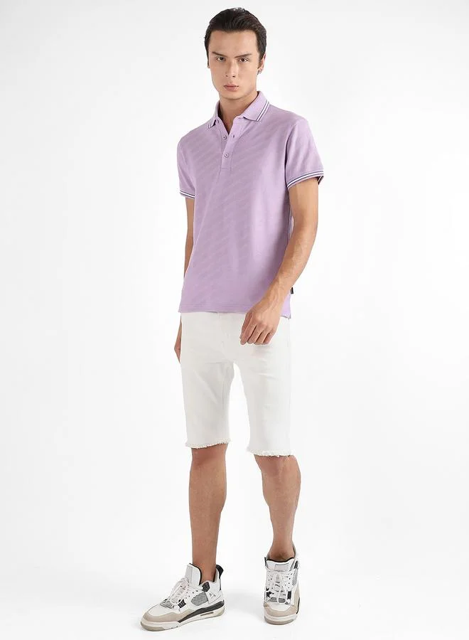 Campus Sutra Solid Regular Fit Polo with Half Placket by Styli