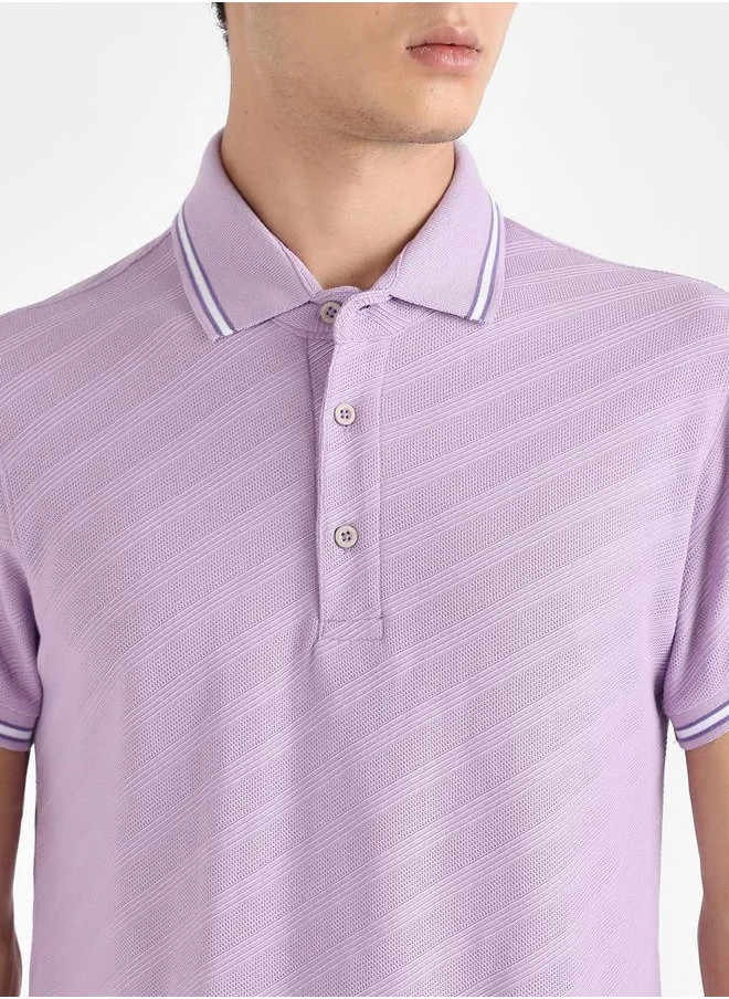 Campus Sutra Solid Regular Fit Polo with Half Placket