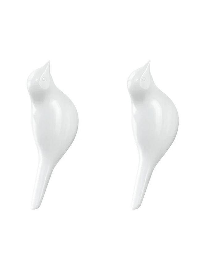 خطافان حائط مبدعة على شكل طائر باللون الأبيض - 3D زخرفية مثبتة للغرفة المعيشة وغرفة النوم - Image 1