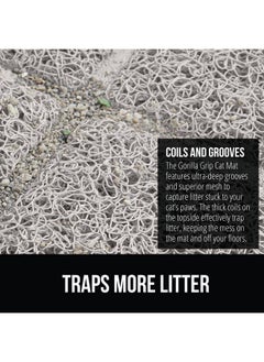 Gorilla Grip The Original Gorilla Grip Water Resistant Cat Litter Box Trapping Mat 40x28, Easy Clean, Textured Backing, Traps Mess for Cleaner Floors, Less Waste, Stays in Place for Cats, Soft on Paws, Gray  - Image 3