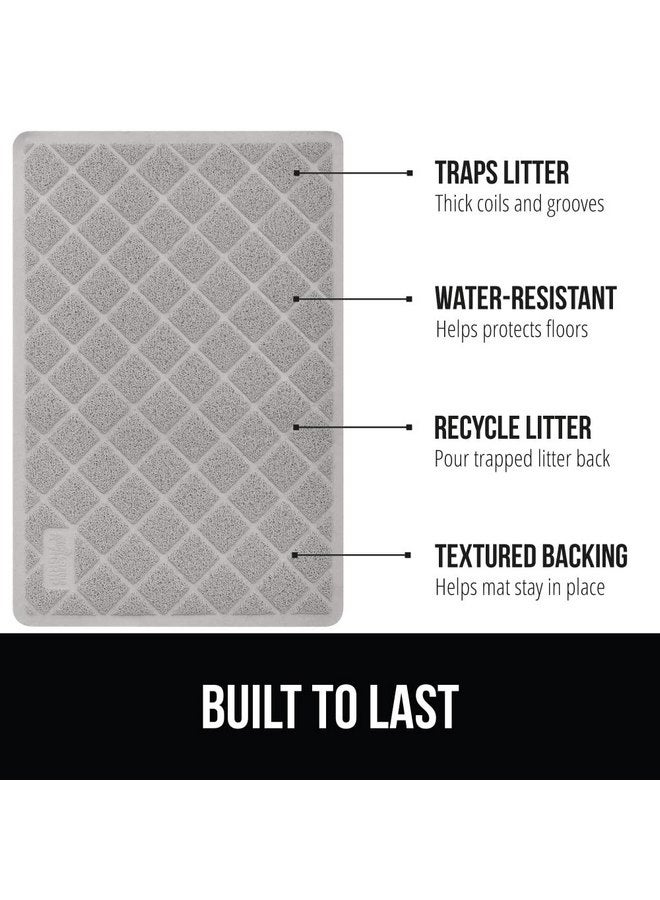 Gorilla Grip The Original Gorilla Grip Water Resistant Cat Litter Box Trapping Mat 40x28, Easy Clean, Textured Backing, Traps Mess for Cleaner Floors, Less Waste, Stays in Place for Cats, Soft on Paws, Gray - Image 2