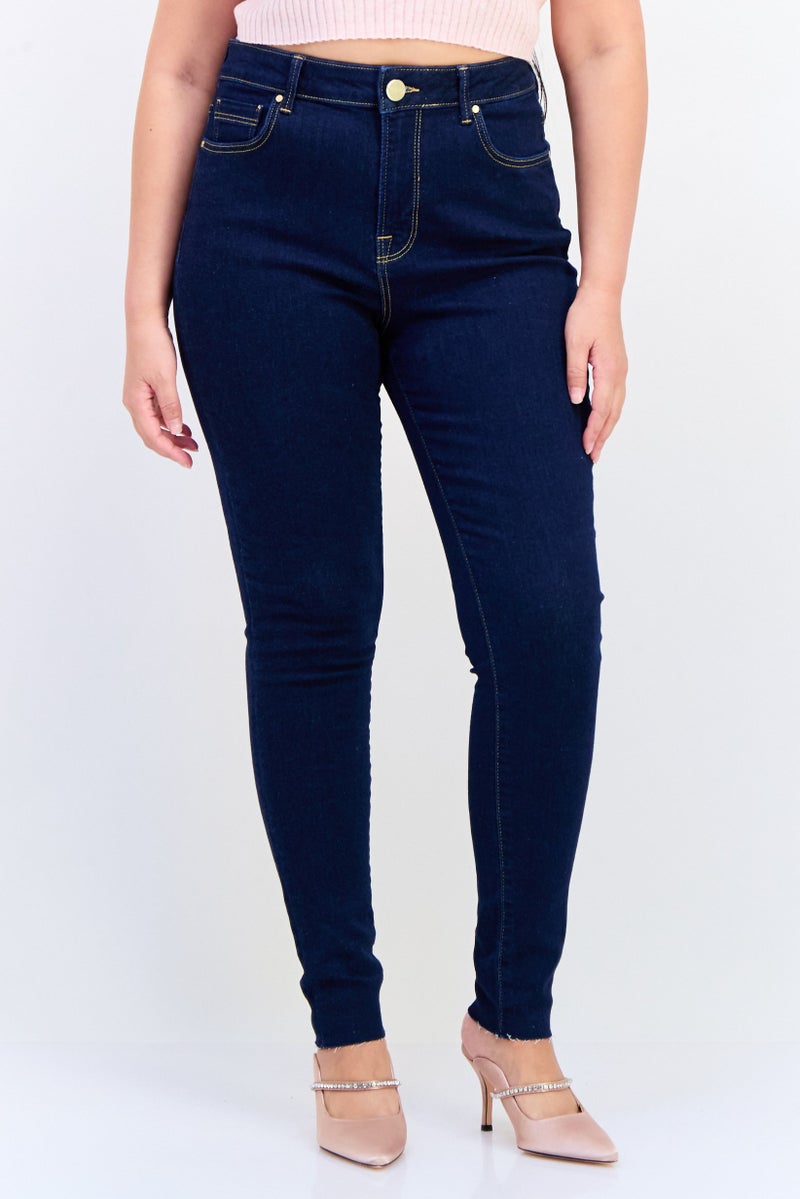 Another Sunday Women Skinny Fit Plain Stretchable Denim Jeans, Navy - Image 1