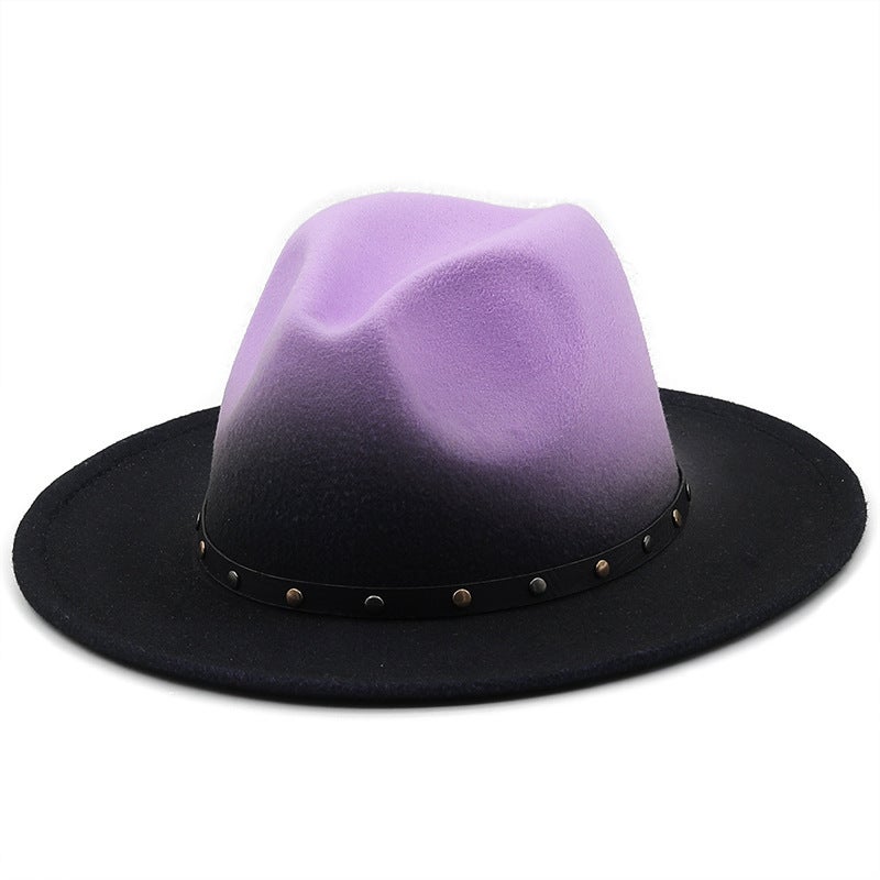 Winter  Fedora Hat Women Silver Rhinestone Large Brim Fashion Hat - Image 1