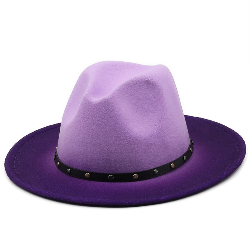 Winter  Fedora Hat Women Silver Rhinestone Large Brim Fashion Hat - Image 4