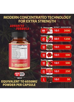 agobi (2 Packs) Dmannose Extract Capsules 6050 Mg 7In1 Supplement For Natural Urinary Tract Health & Immune Support Combined Cranberry Dandelion Hibiscus Rosehips & More 4 Months Supplement  - Image 3