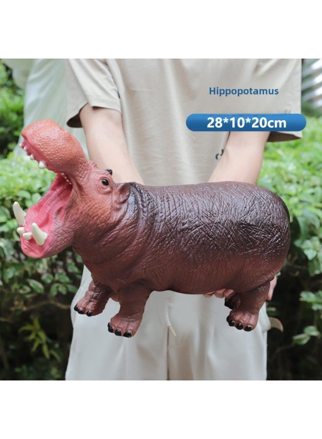 Simulation Soft Rubber Children's Toy Model Simulation Forest Animal Large Lion Tiger Leopard Elephant Wholesale-color:Hippo 【Animals】 - Image 1