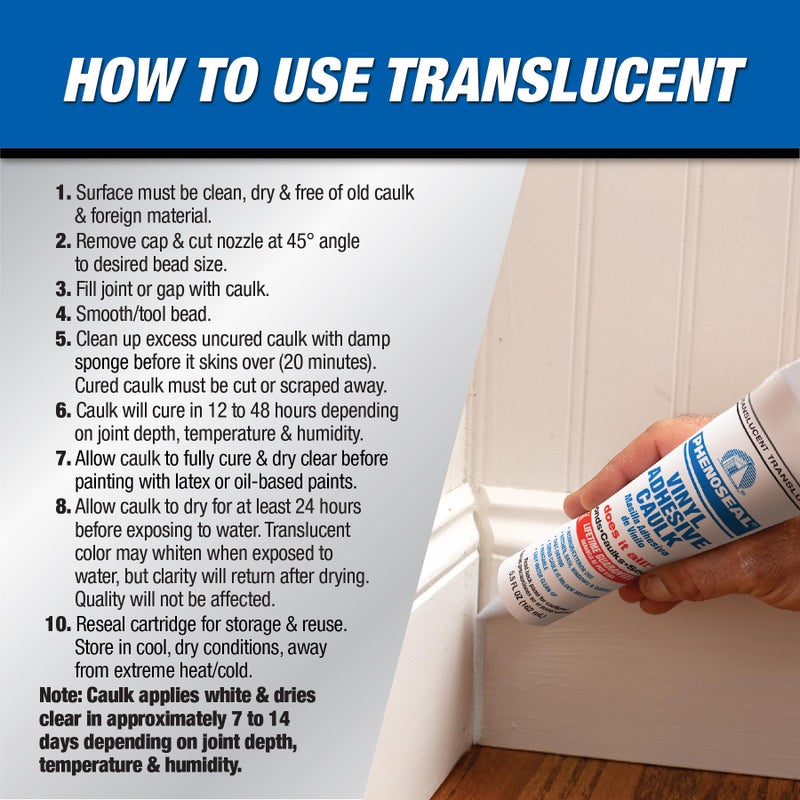 Dap Phenoseal Does It All Vinyl Adhesive Caulk, Translucent, 5.5 oz (7079807027) - Image 3