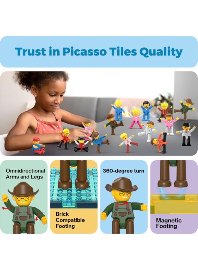 PicassoTiles أرقام شخصيات بيكاسو تايلز المغناطيسية 16 قطعة | متوافقة مع البلاط المغناطيسي | كتل بناء | ألعاب STEM | مجموعة ألعاب تعليمية | كتل تكديس | مجموعة بناء للأطفال لتطوير الدماغ - Image 3