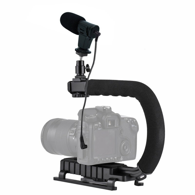 Portable Handheld Gimbal With 3KG Load ABS U-Shaped Design - Anti-Shake Video Stabilizer With Cold Shoe Mount Ergonomic Sponge Handle for DSLR Vloggers Filmmakers - Image 4