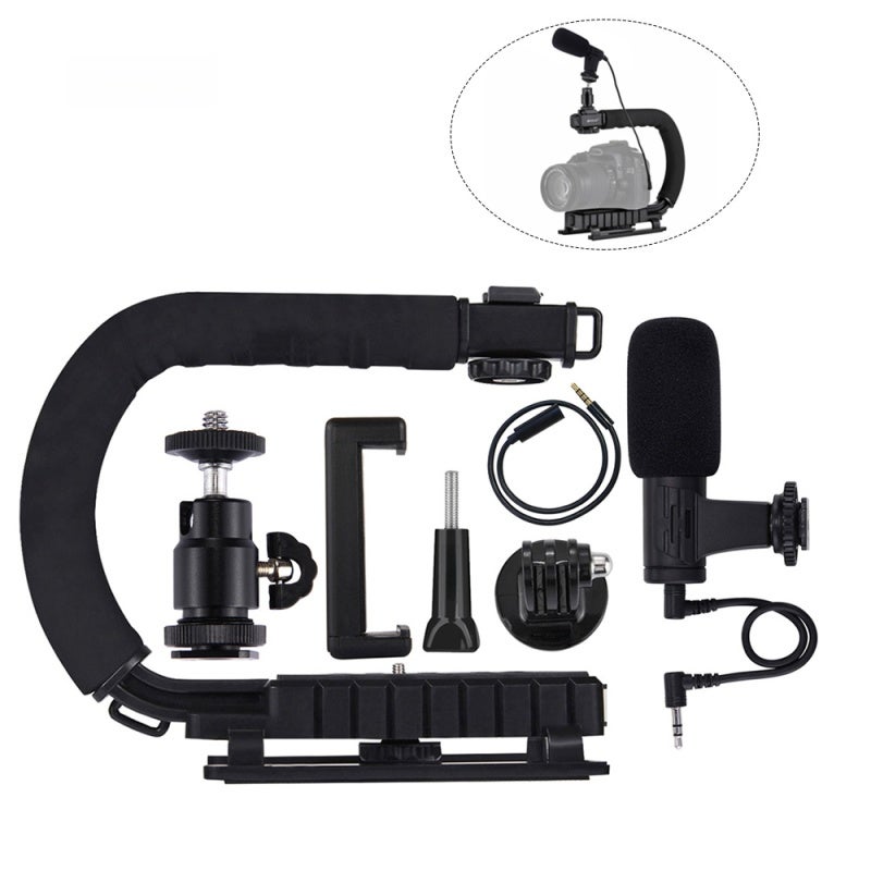 Portable Handheld Gimbal With 3KG Load ABS U-Shaped Design - Anti-Shake Video Stabilizer With Cold Shoe Mount Ergonomic Sponge Handle for DSLR Vloggers Filmmakers - Image 1