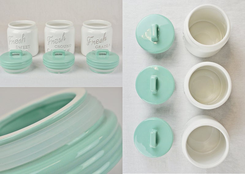 DII Kitchen Accessories Collection Ceramics, Jar Canister Set, Aqua, 3 - Image 5