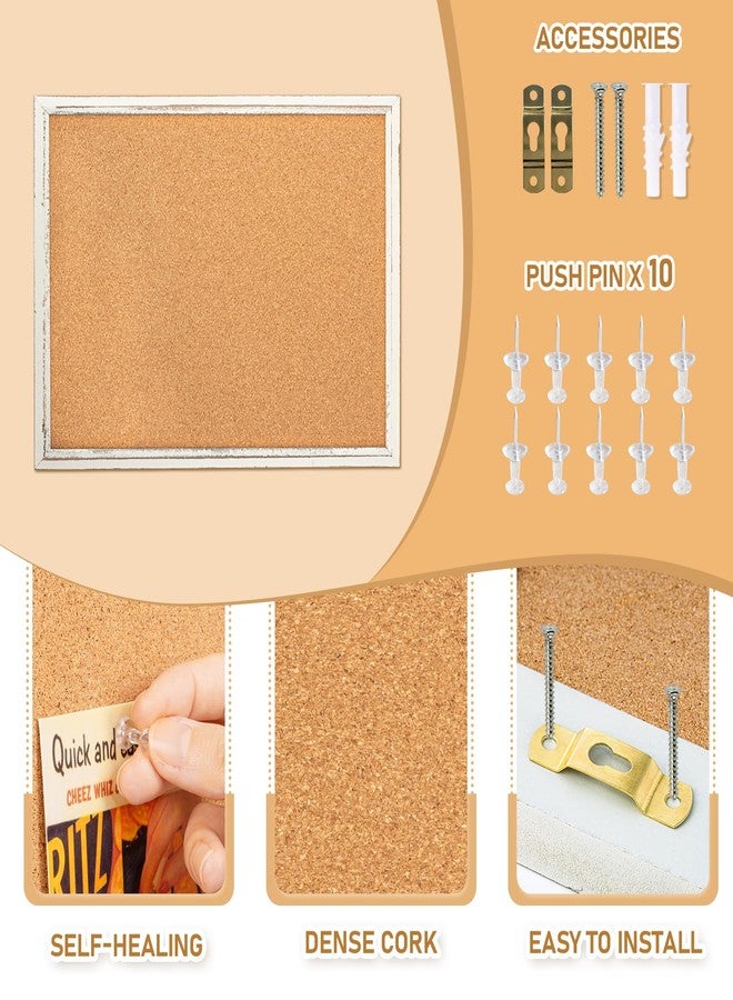DOLLAR BOSS Cork Board for Office 30 X 20 Inches White Cork Boards for Walls Bulletin Board, Decorative Hanging Pin Board Rustic Wooden Frame Vision Board Cork Notice Board for Office Home Decor - Image 2