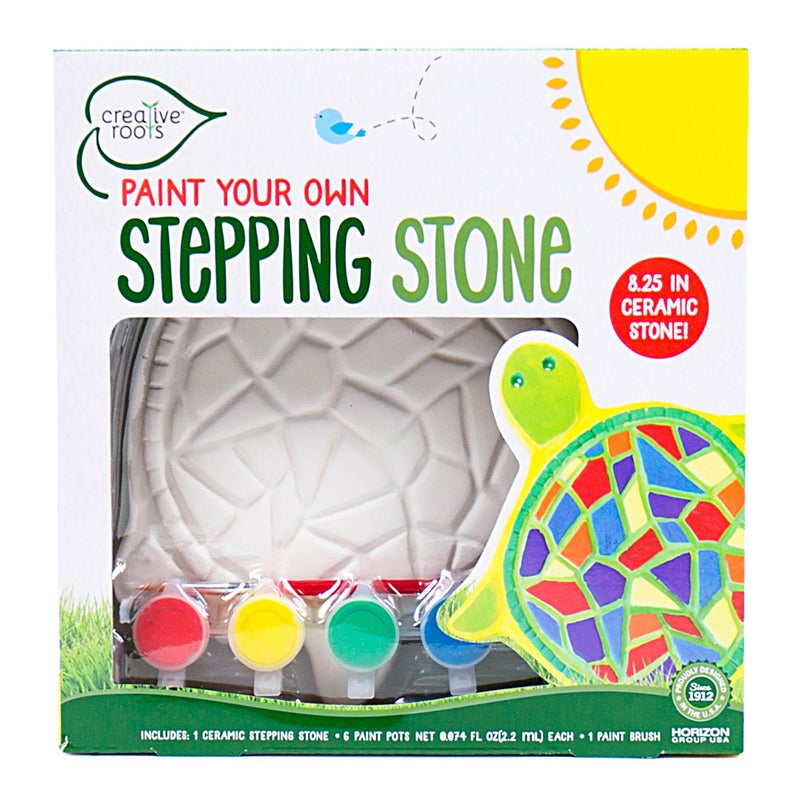 Creative Roots Mosaic Turtle DIY Stepping Stone Kit, Includes Ceramic Stone & 6 Vibrant Paints for Kids Ages 8+ - Image 1