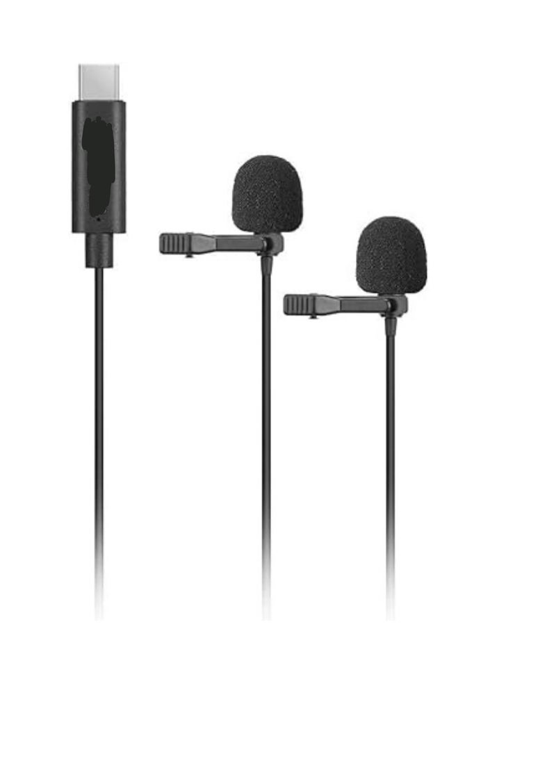 M3D Dual Digital Lavalier Microphones – USB Type-C Clip-on Mics for Android & Tablets – Black  - Image 1