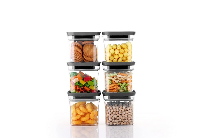 Kitchwell Unbreakable Kitkat Square Plastic Containers Set for Kitchen Storage 600 ML Kitchen Container Storage Containers Container Sets Grocery Container AirTight BLACK 12 - Image 2
