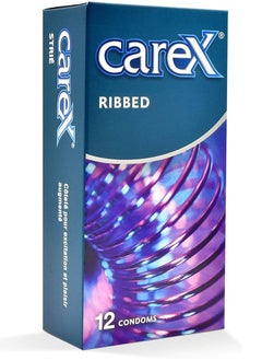 careX Carex Ribbed Condoms | For Greater Sensation and Pleasure | 12 Count 