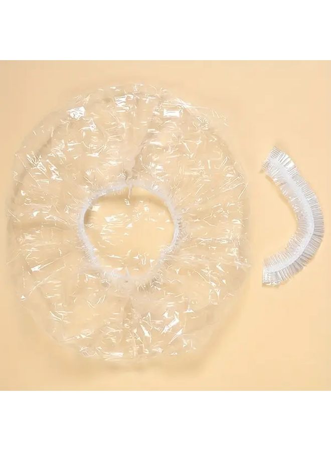100 Pcs Large Disposable Shower Caps Fragrance Free Plastic Hair Cover - Image 2