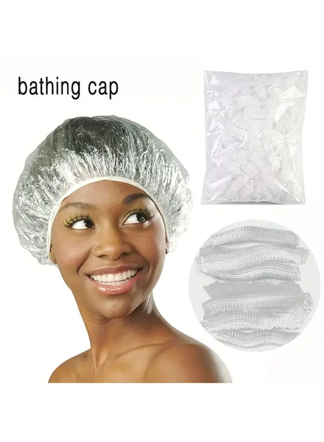 100 Pcs Large Disposable Shower Caps Fragrance Free Plastic Hair Cover - Image 5