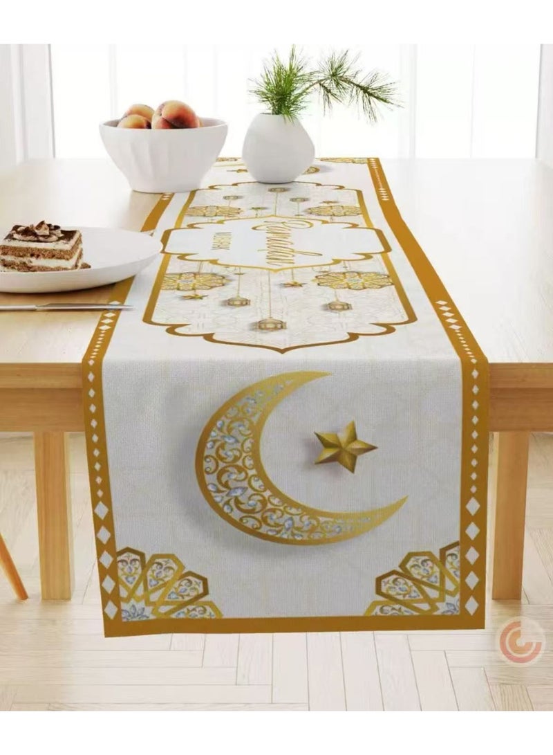 A set of 5 natural linen sofa cushion covers and back pillow covers, with a single-sided printed moon table runner (4 cushion covers sized 45x45 cm, not including filling; 1 table runner sized 33x180 cm), perfect for living room guest cushions. - Image 5