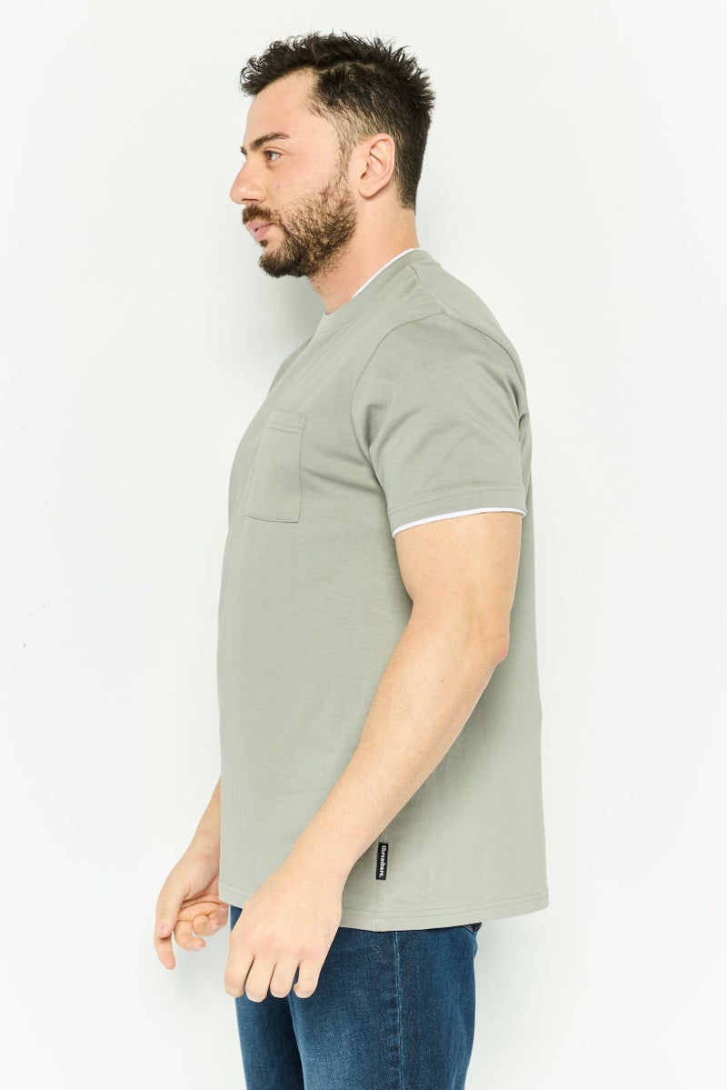 Threadbare Men Crew Neck Short Sleeve Solid T Shirt, Grey - Image 3