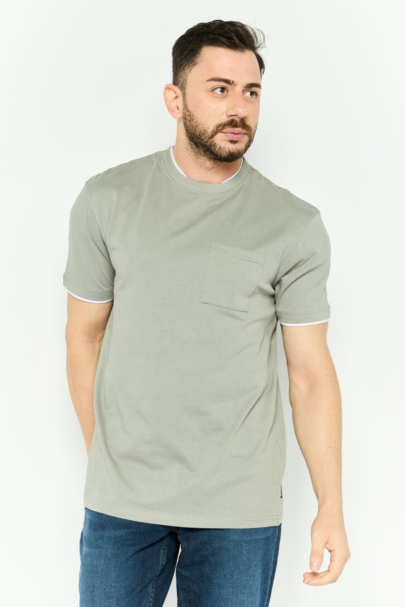 Threadbare Men Crew Neck Short Sleeve Solid T Shirt, Grey - Image 1