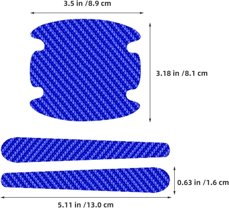 Garneck 3 Sets Car Door Handle Scratch Protector Carbon Fiber Film 8pcs Blue Anti-Scratch Door Bowl Cover Universal Auto Paint Protection for Vehicle - Image 2