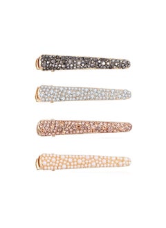 Ruihfas Fashion 4Pcs Eyecatching Women Girls Pearl Rhinestone Beak Clip Duckbill Clip Alligator Clip Hair Clip Hairpin 23604 inch