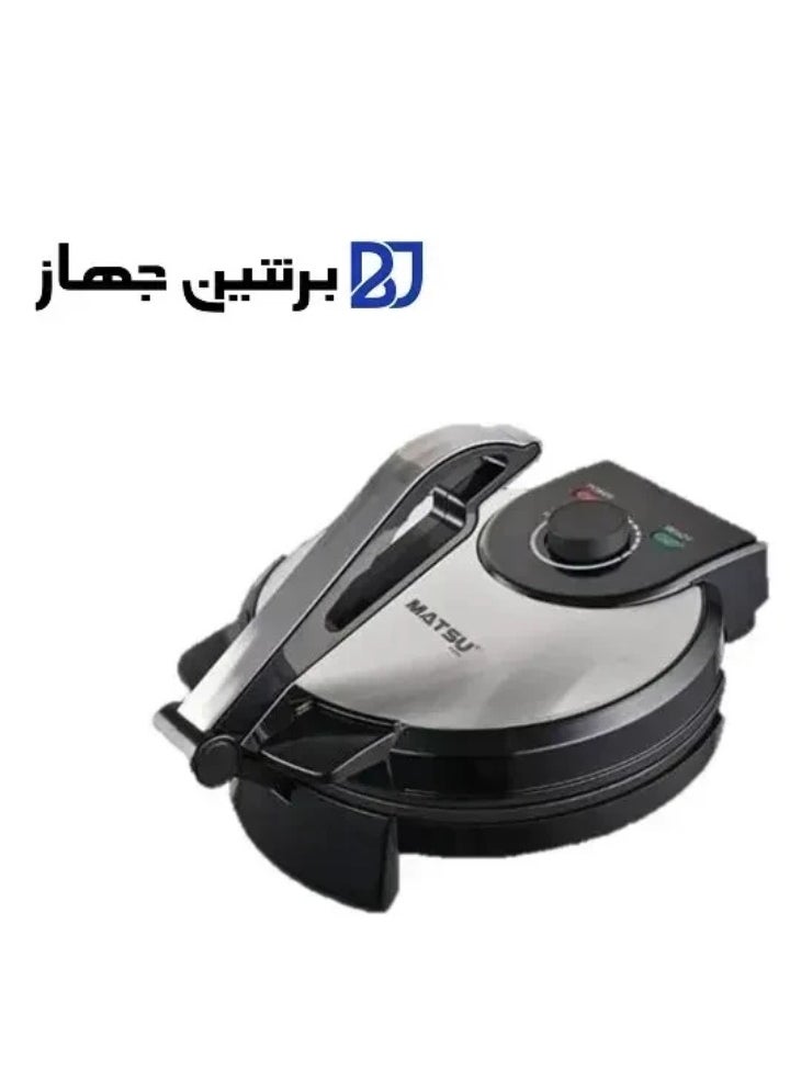 Generic MATSU 10-Inch Electric Roti Maker – 1200W Non-Stick Chapati and Flatbread Press with Heavy-Duty Stainless Steel Body, Adjustable Temperature Control for Precision Cooking, Dual Indicator Lights, Built-In Safety Lock, Easy-To-Clean Non-Stick Cooking Plates, and Instruction Manual – 220-240V Powerful Home Kitchen Appliance for Effortless Homemade Rotis, Chapatis, and Parathas  - Image 4