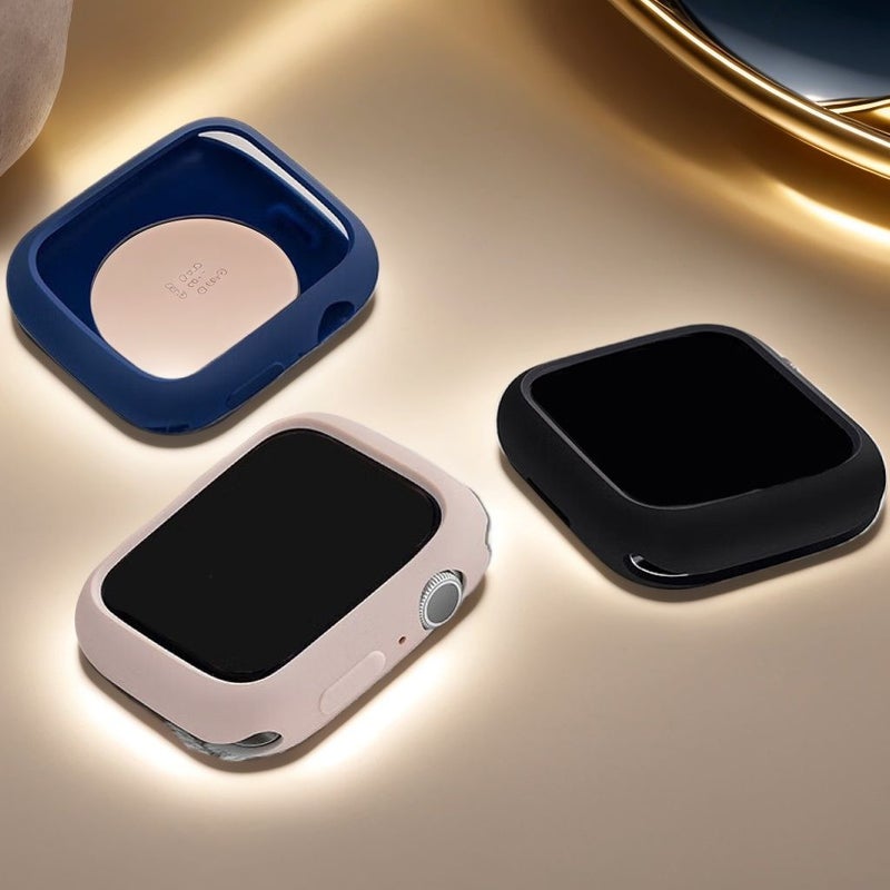 حزام سيليكون مغناطيسي مع حافظة واقية لساعة Apple Watch Series 42mm 44mm بلون كحلي غامق - Image 2