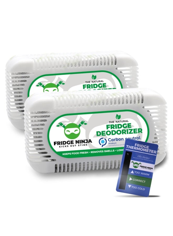 Ellis Harper Natural Fridge Fresheners  2 Pack  - Unscented Charcoal Fridge Deodoriser and Freshener  Including Fridge Thermometer - Also for Lunch Bags and Cool Boxes  - Image 1