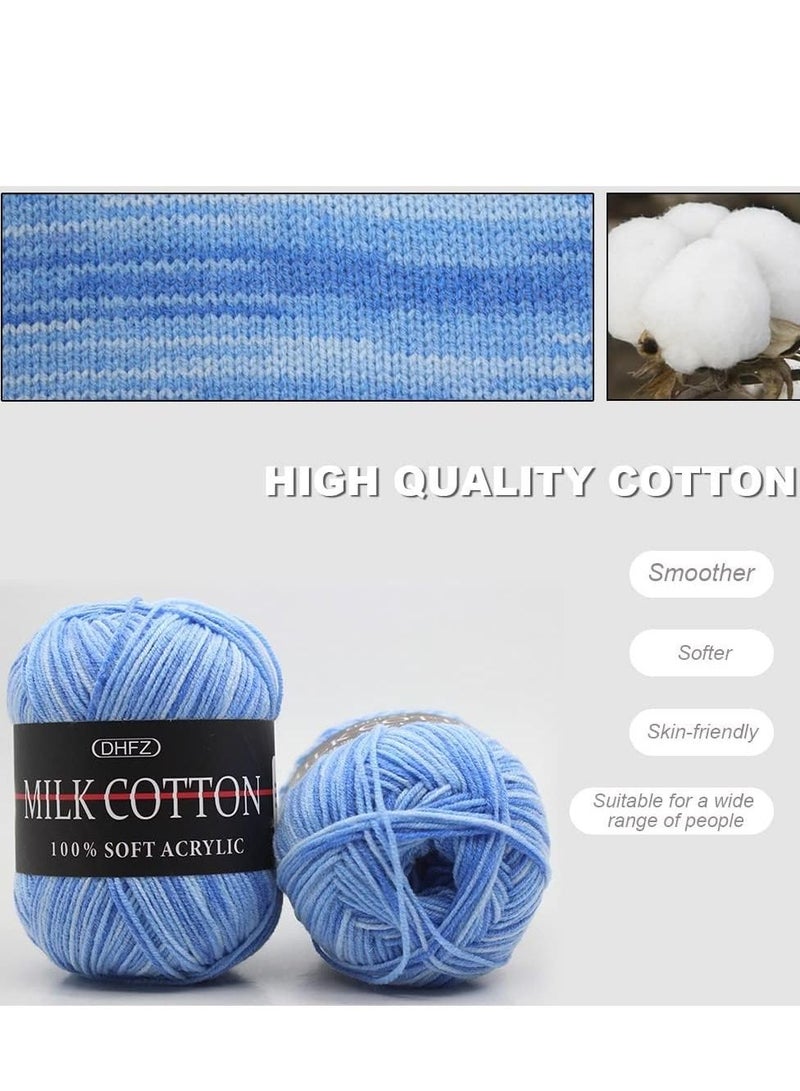 Excefore 6 Rolls 50g Acrylic Yarn Skeins, Soft Yarn for Crocheting and Knitting Craft Project, Assorted Starter Crochet Kit Yarn Bulk for Adults and Kids (Blue)  - Image 3
