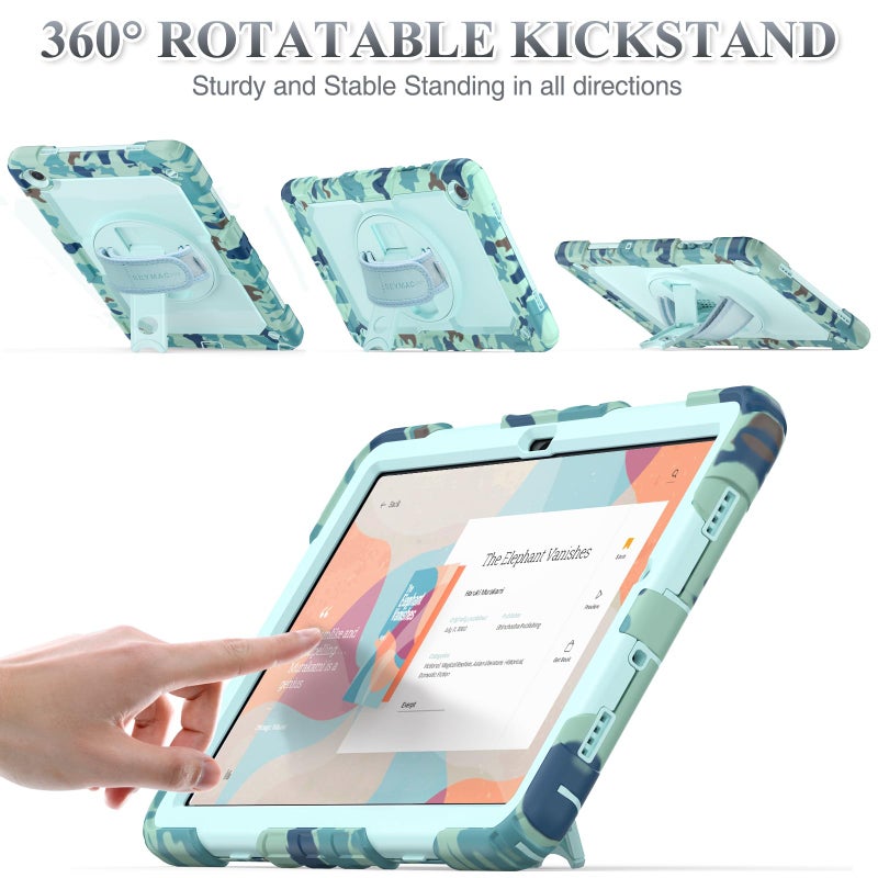 SEYMAC stock Case for Samsung Galaxy Tab A9+ Plus 11'', Full-Body Drop Protection Case with Screen Protector Pencil Holder [360Â° Rotating Hand Strap] &Stand, SkyBlue Camo - Image 5