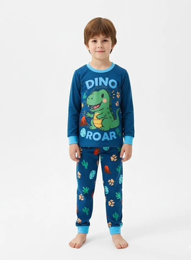 babyqlo Dino Roar Print Boys Glow in the dark Pajama Set